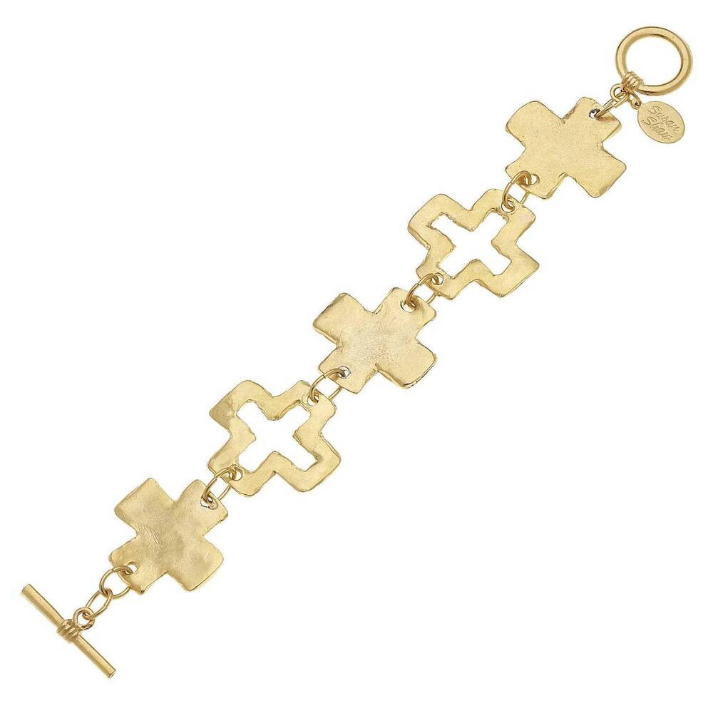 NEW SUSAN SHAW women's toggle bracelet in gold
